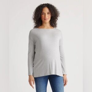Quince Bamboo jersey maternity long sleeve boxy tee